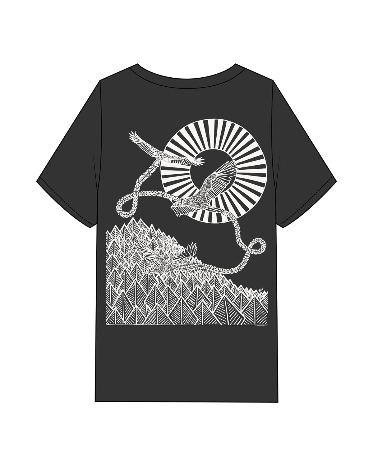 The Mens Heavyweight Tee - Washed Black - FadeFarm - Left Chest & Back Full Illustration - Printed - Full Color