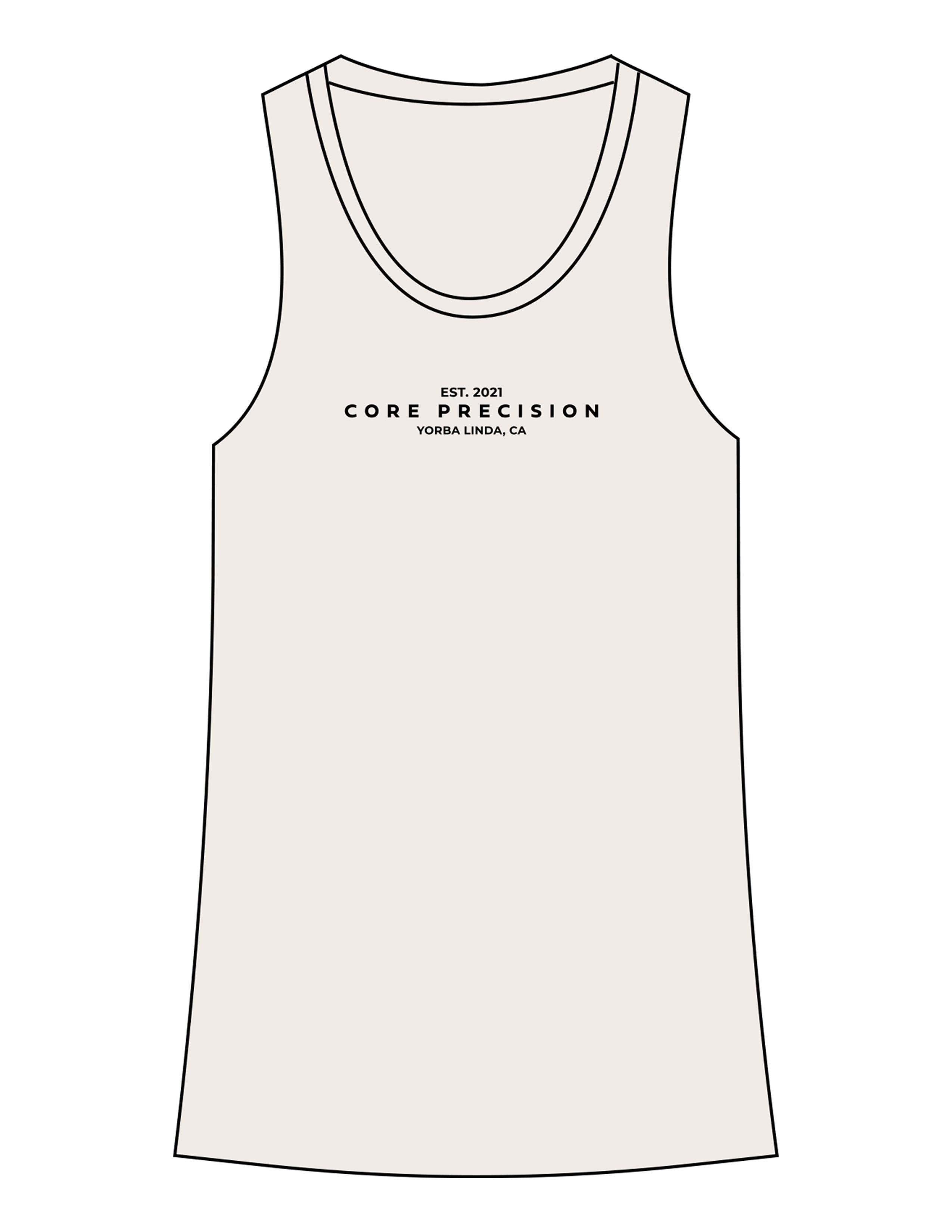 The Recycled Womens Tank - Polar Heather - Core Precision - Center Chest Stacked - Printed - Black