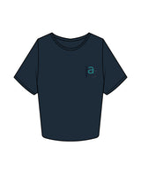 The Crop Tee - Navy - Alter'd Core - Left & Back Center Chest Stacked - Full Color