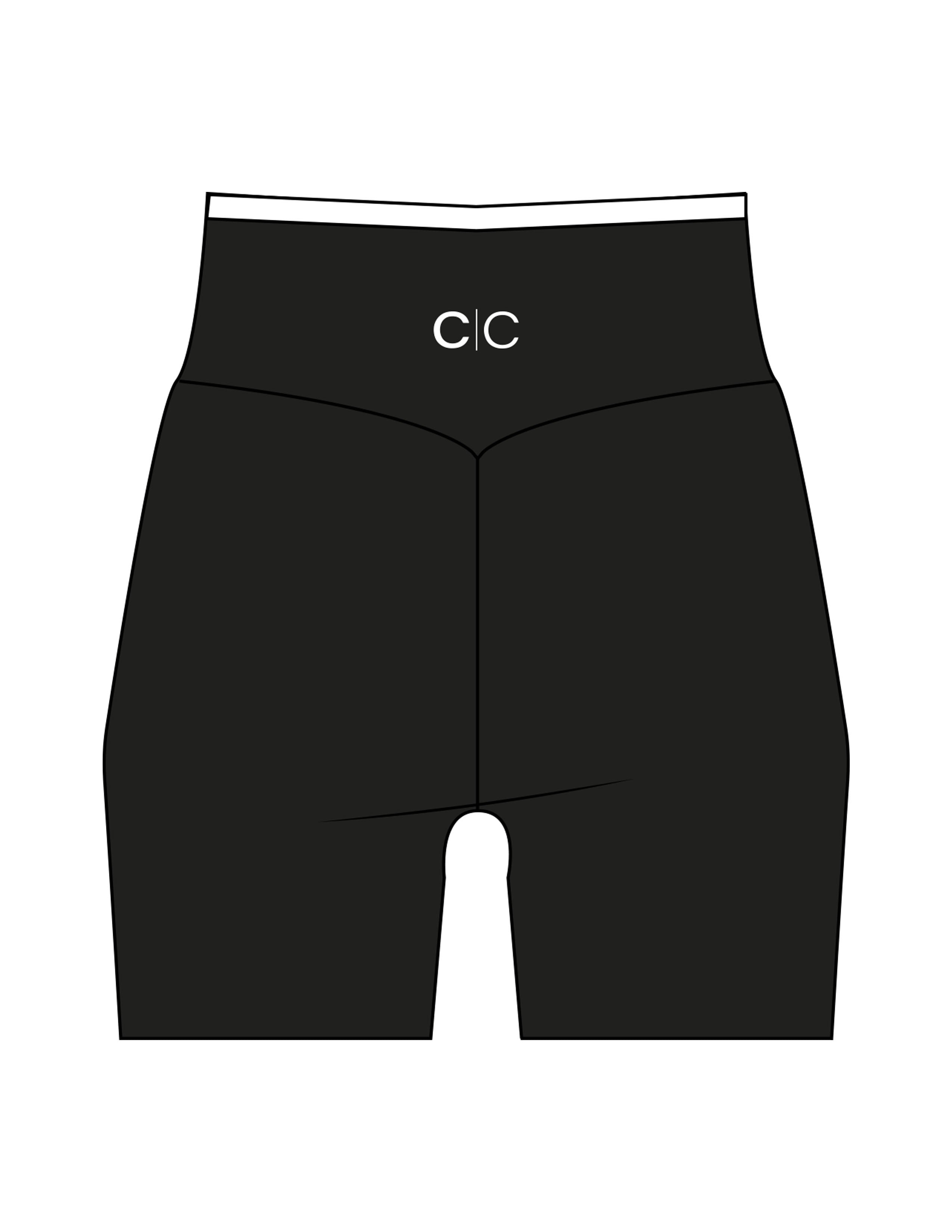 The Piped Crossover Short - Black - Core Collective - Back Waistline - Printed - White