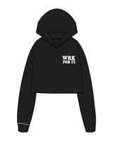 The Crop Terry Hoodie - Black - WRKFORIT - Right Wrist & Left Chest - White