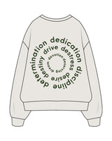 The Mens Crewneck - Washed Bone - D Lagree - Center Chest Stacked & Back Round Stacked - Green