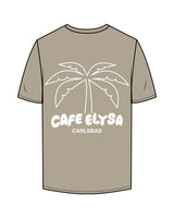 The Mens Tee - Mushroom - Cafe Elysa - Left Chest & Center Back - White
