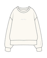 The Womens Heavyweight Crewneck - Off White - M4Lagree - Center Chest & Right Arm - Center Back Neckline - Embroidered - Light Blue - Printed Back