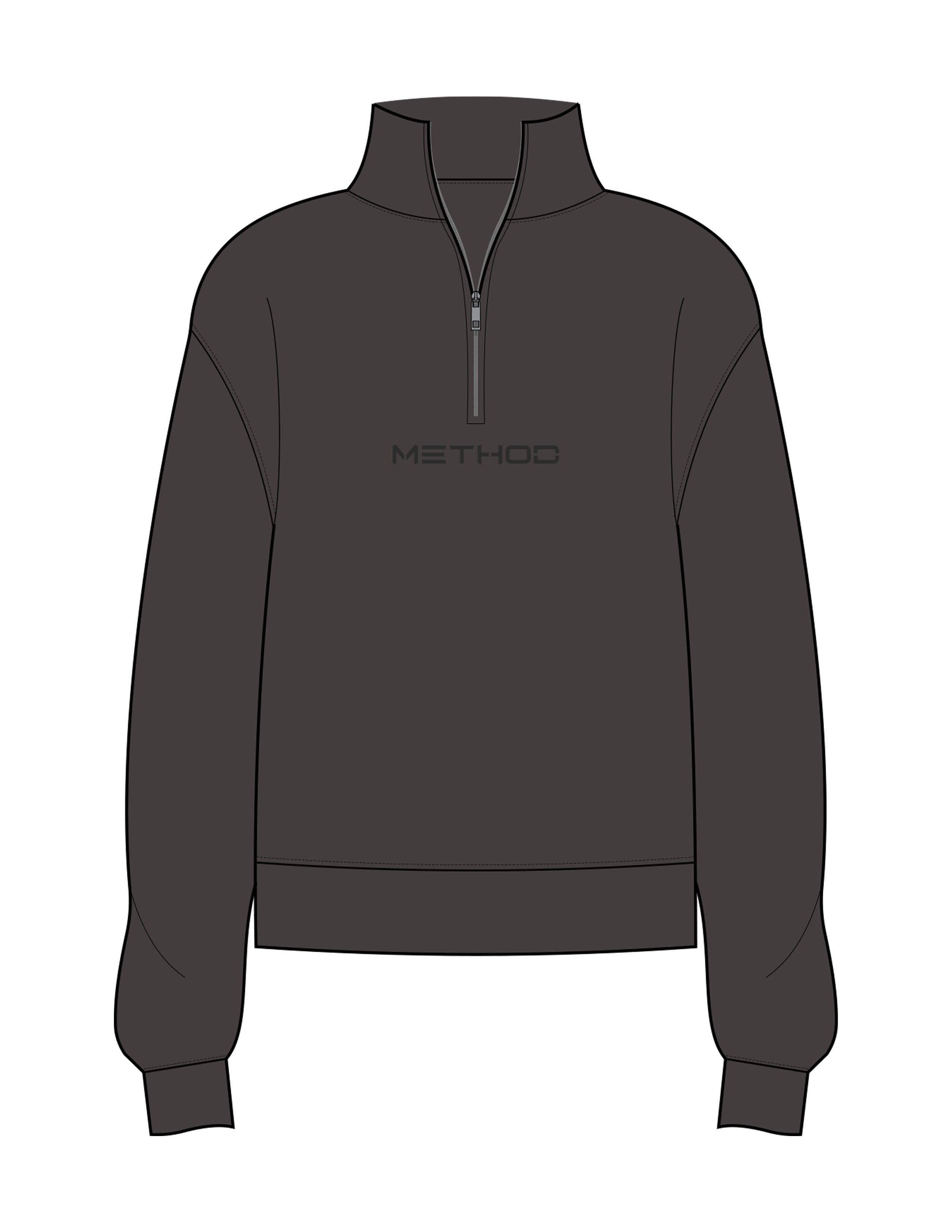 The Womens 1/4 Zip - Washed Black - TML - Center Chest - Printed - Dark Charcoal