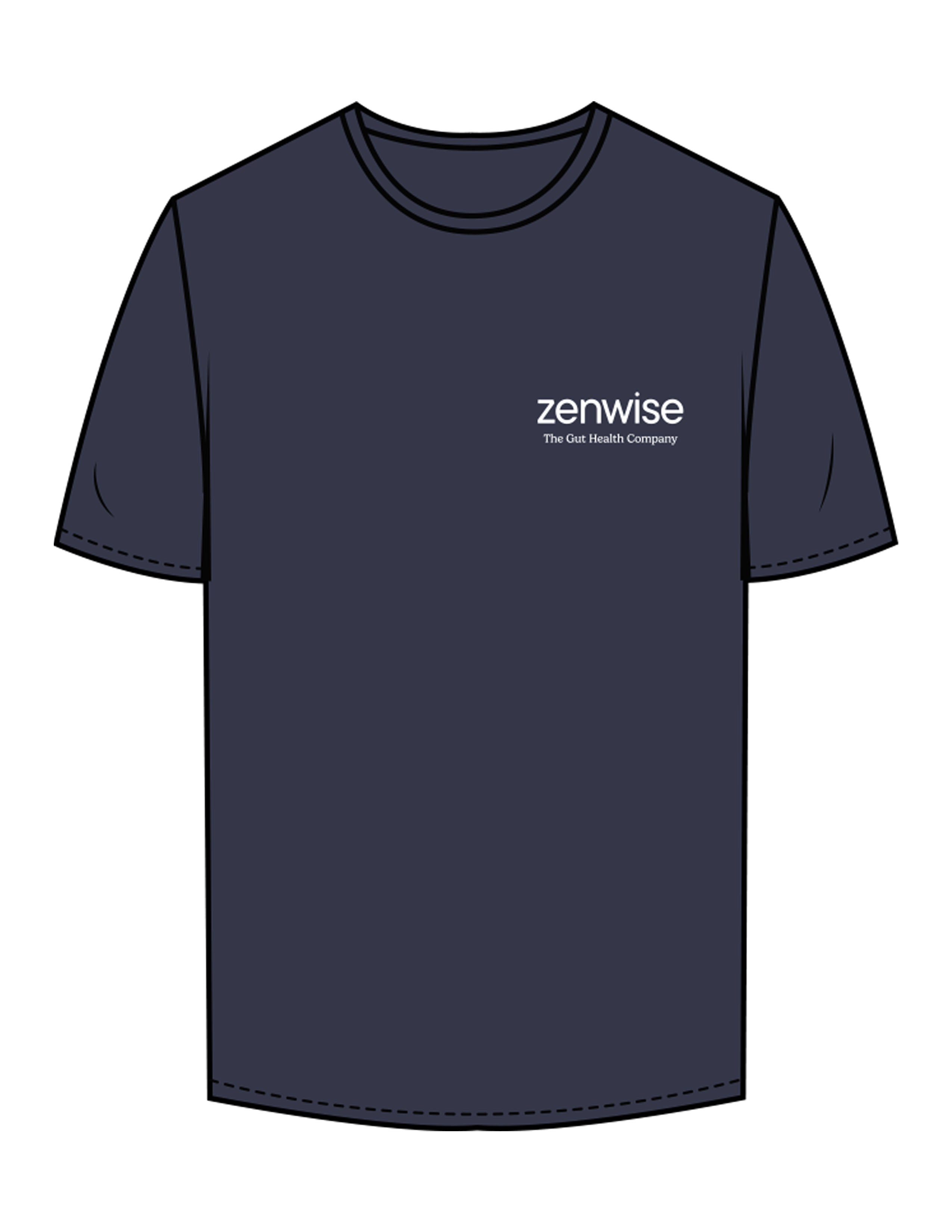 The Mens Tee - Midnight - Zenwise - Left Chest Stacked - Printed - White