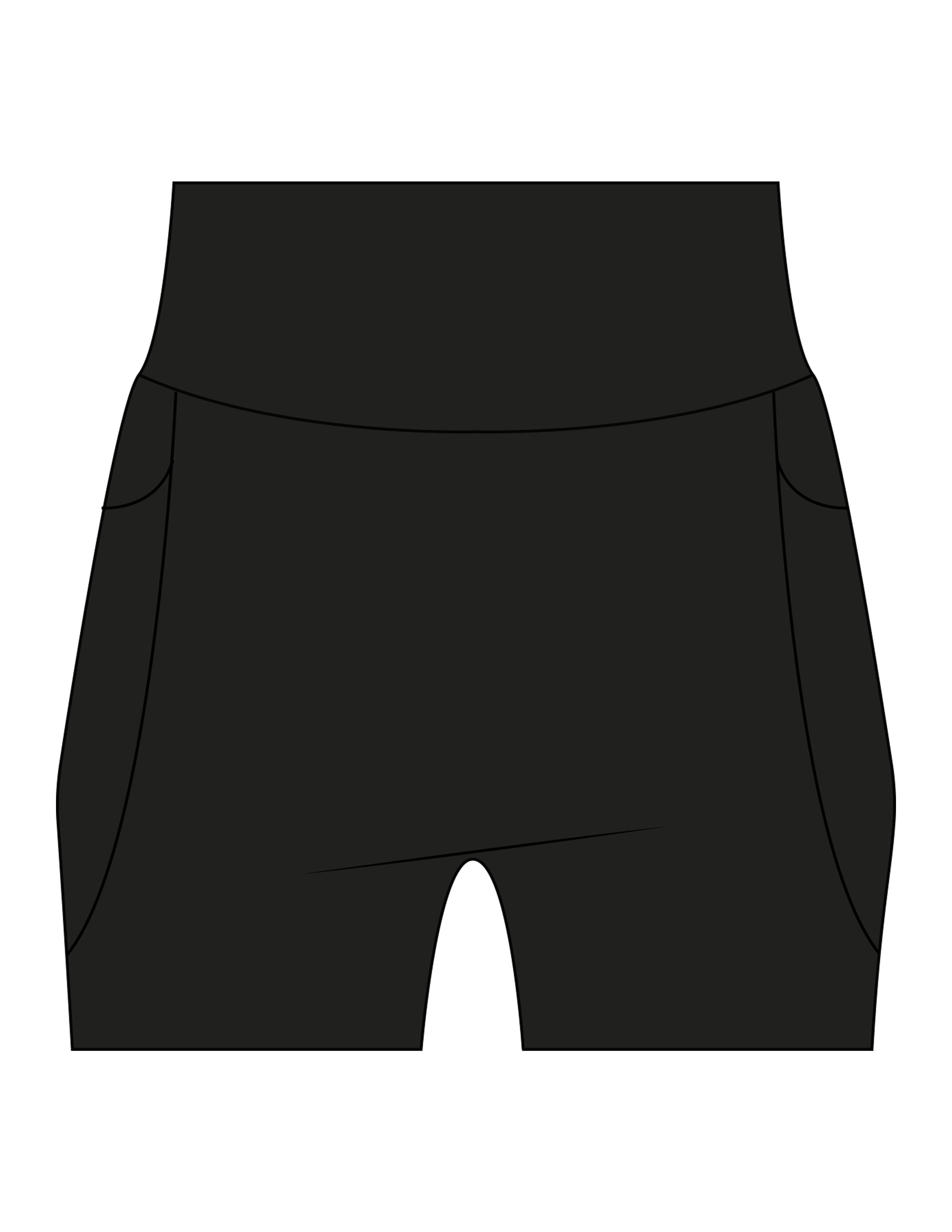 The Womens Sporty Pocket Short - Black - Rush Cycle Studio - Back Waistline Stacked - Printed - Full Color