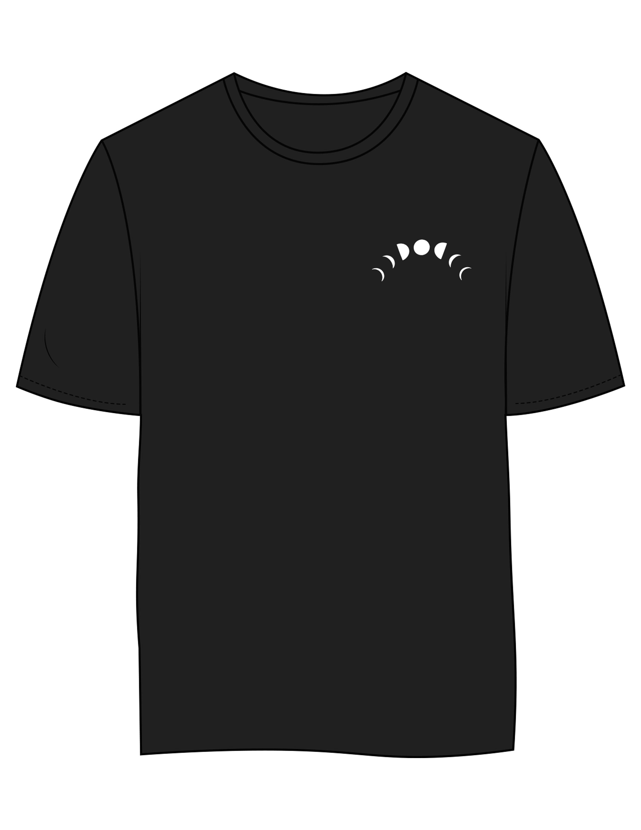 The Womens 7/8th Tee - Black - Symmetry Yoga - Left Chest & Back Stacked - Printed - White