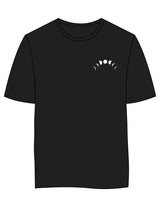 The Womens 7/8th Tee - Black - Symmetry Yoga - Left Chest & Back Stacked - Printed - White