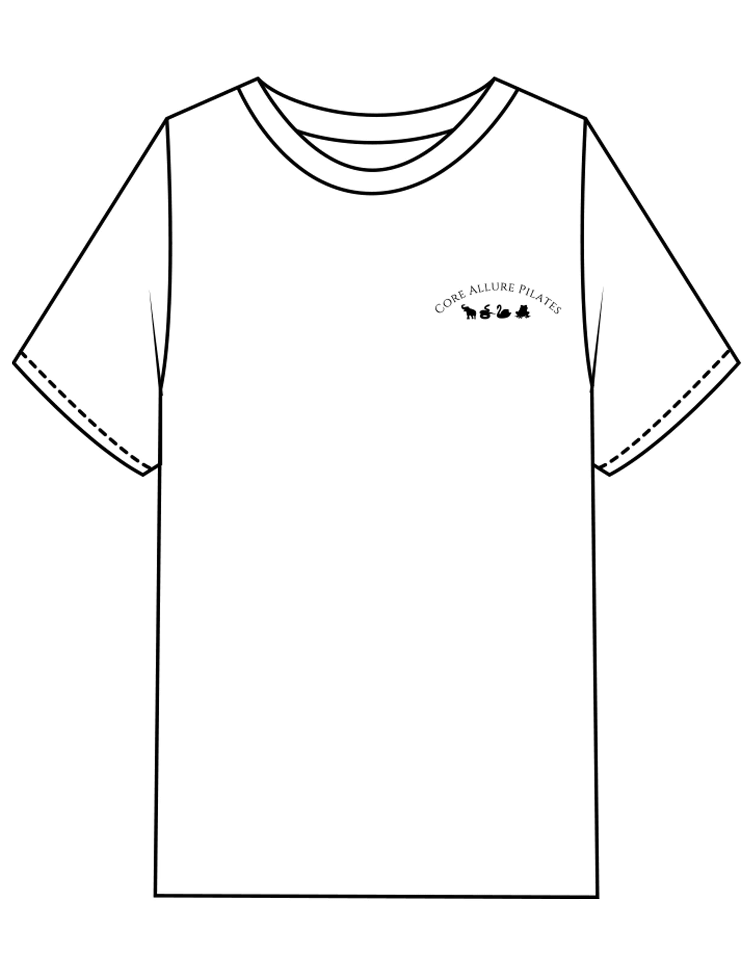 The Mens Heavyweight Tee - White - Core Allure Pilates - Left Chest Arc Stacked & Back Arc Stacked - Printed - Black