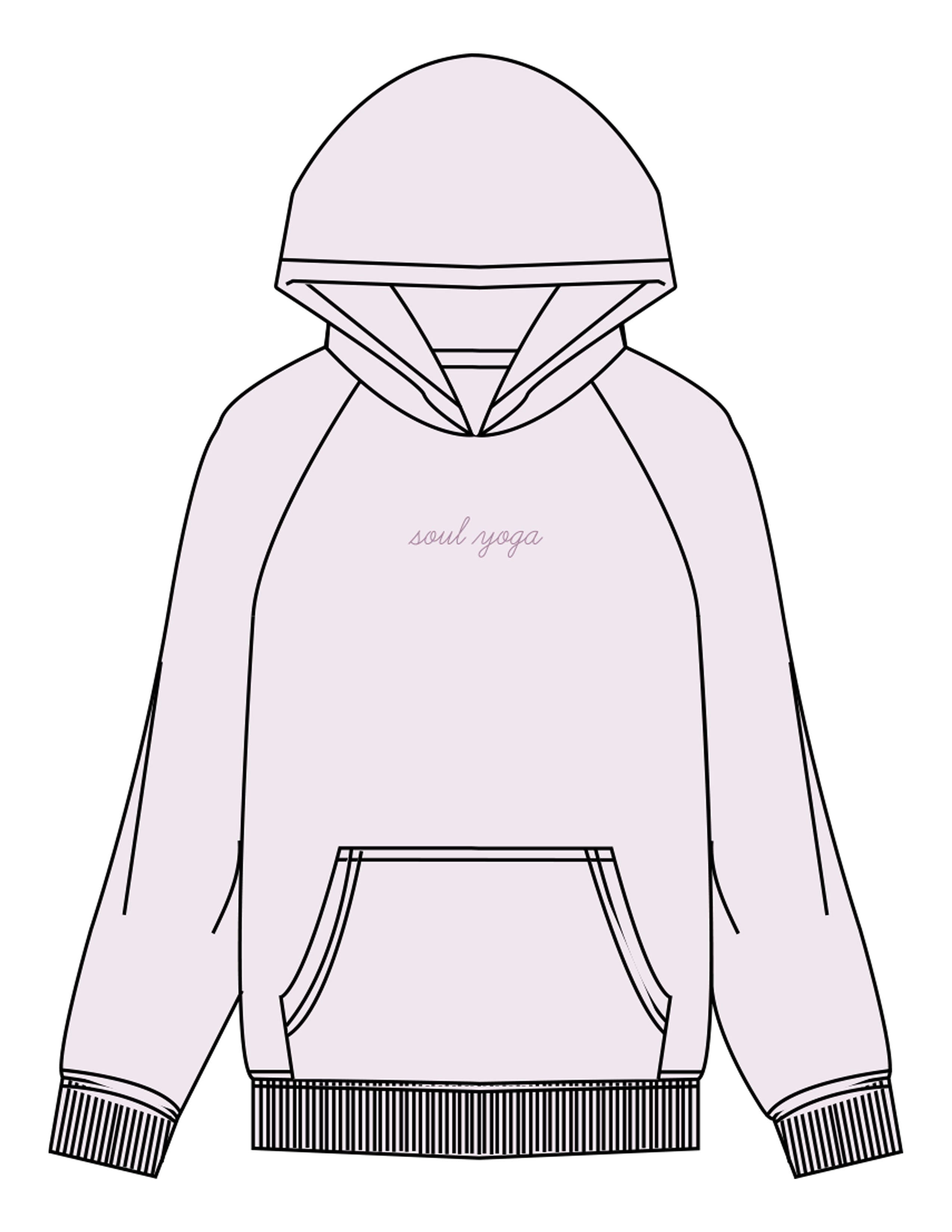 The Womens Hoodie - Orchid - SOUL YOGA - Center Chest - Printed - Tone on Tone