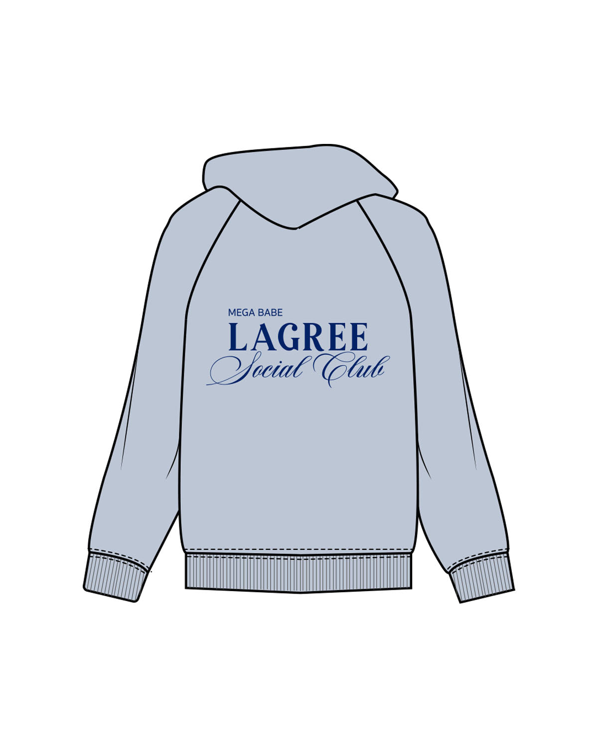 The Womens Hoodie - Powder - Megafit House - Center Chest & Back Stacked - Printed - Royal Blue