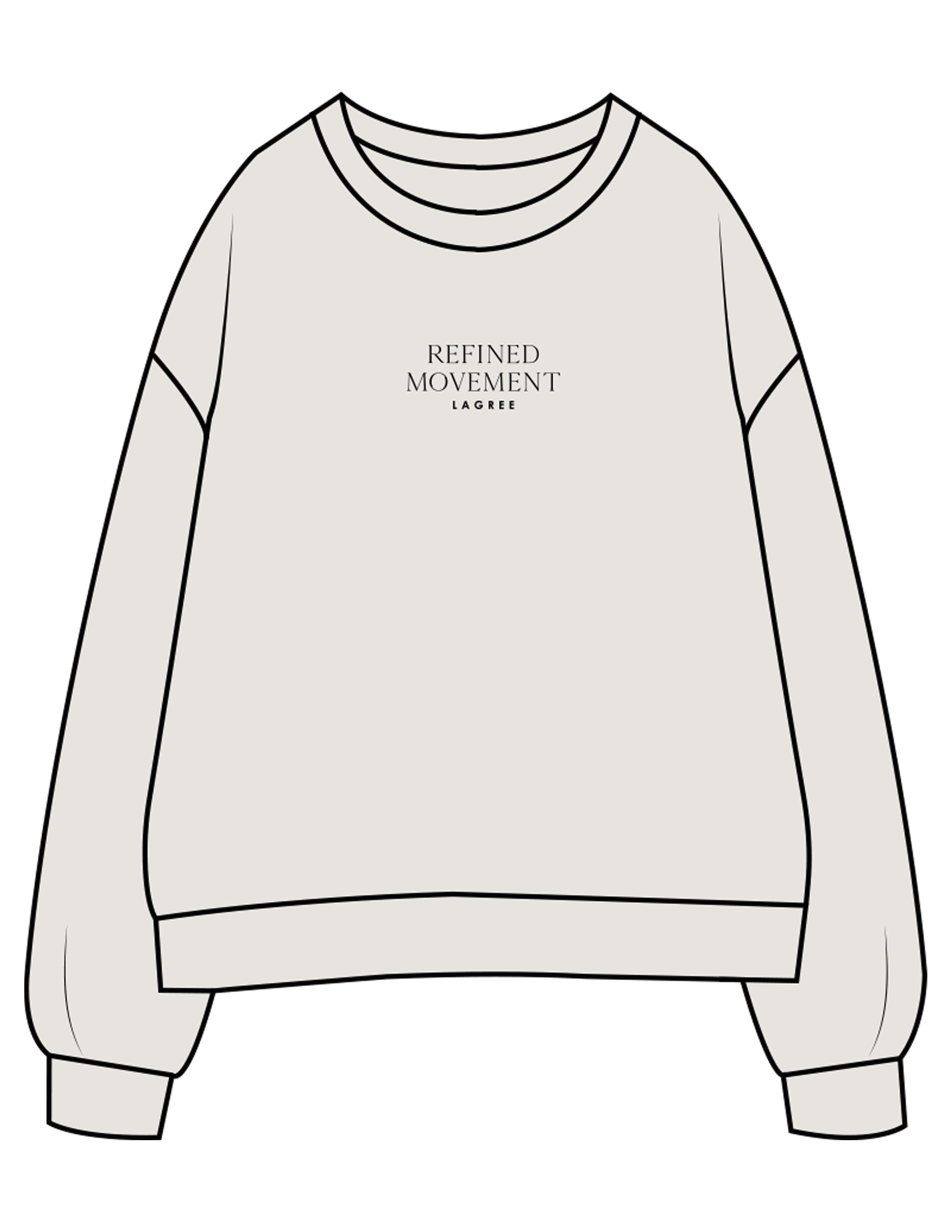 The Womens Crewneck - Washed Bone - Refined Movement - Center Chest Stacked - Embroidered - Black