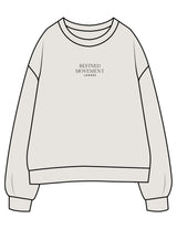 The Womens Crewneck - Washed Bone - Refined Movement - Center Chest Stacked - Embroidered - Black