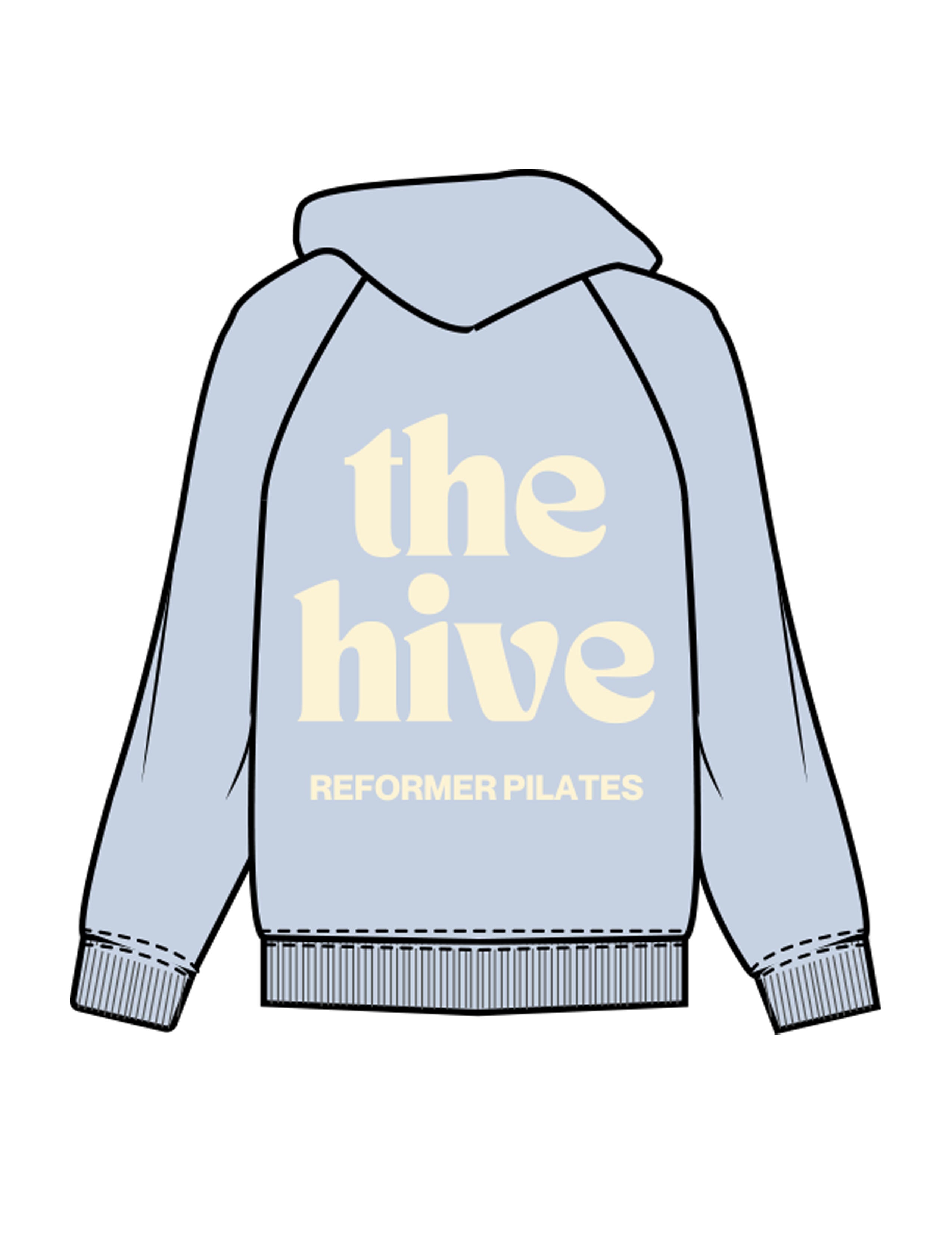 The Mens Hoodie - Powder - The Hive - Left Chest & Back Stacked - Printed - Light Yellow