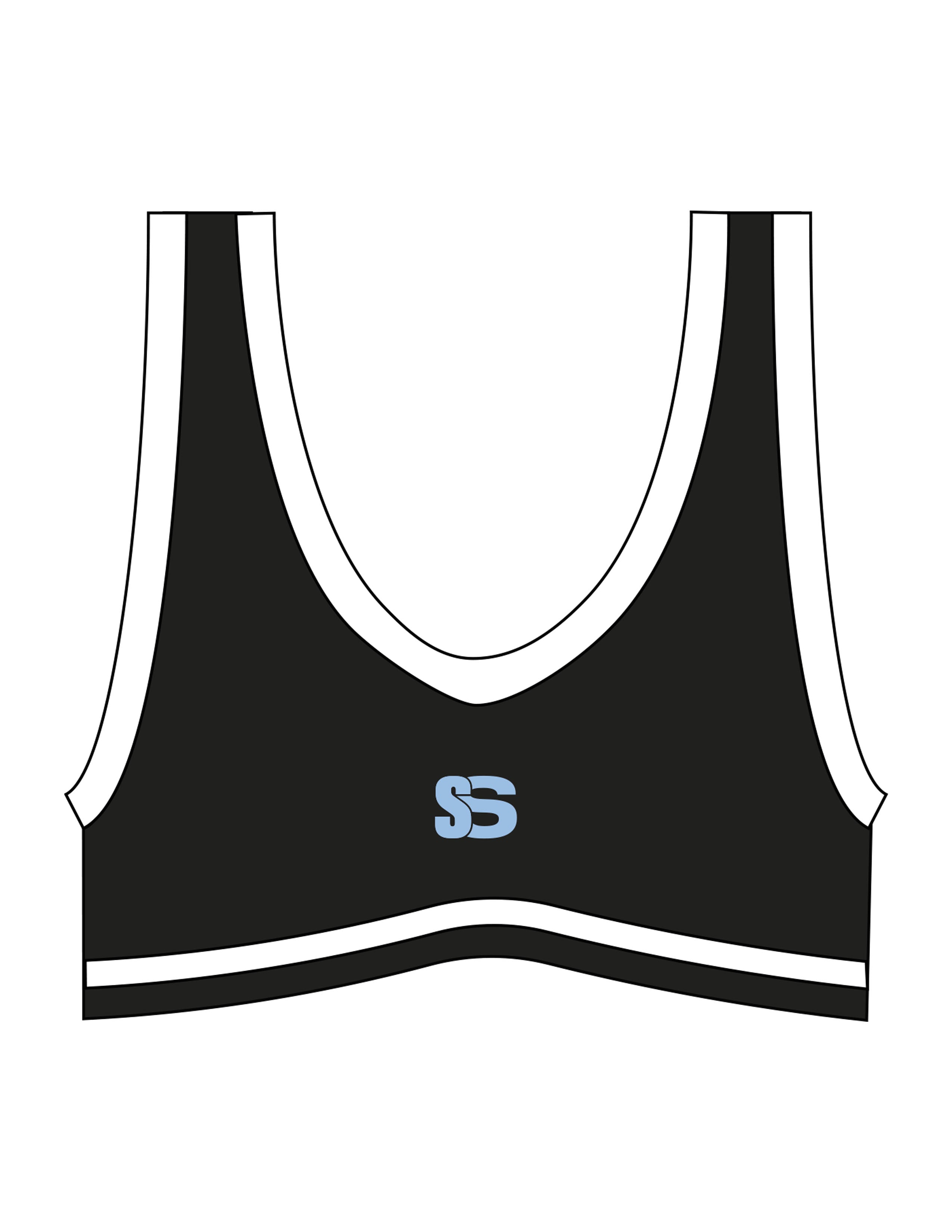 The Piped Bra - Black - Sweatshack - Center Chest - Printed - Blue