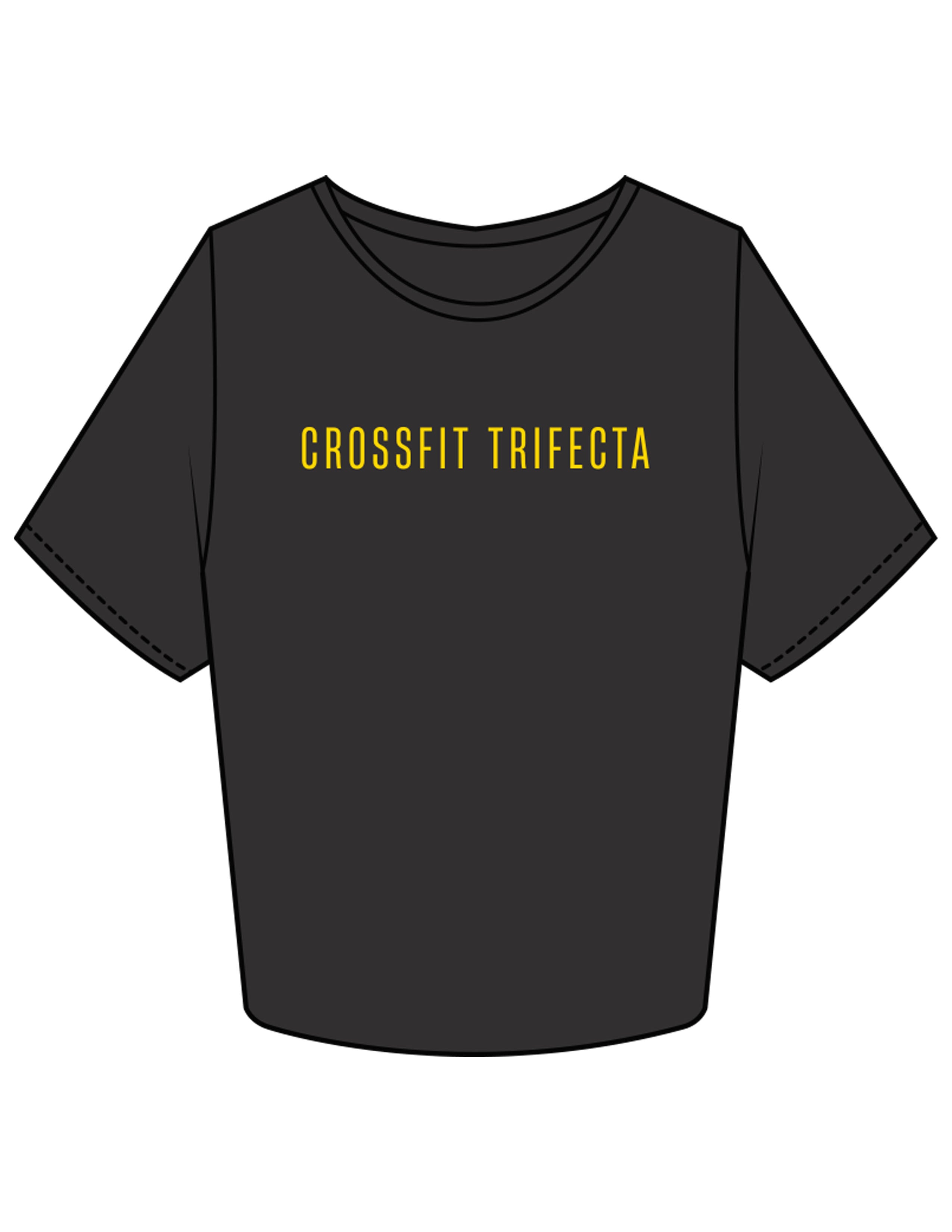 The Crop Tee - Charcoal - Crossfit Trifecta - Center Chest & Full Back - Printed - Full Color