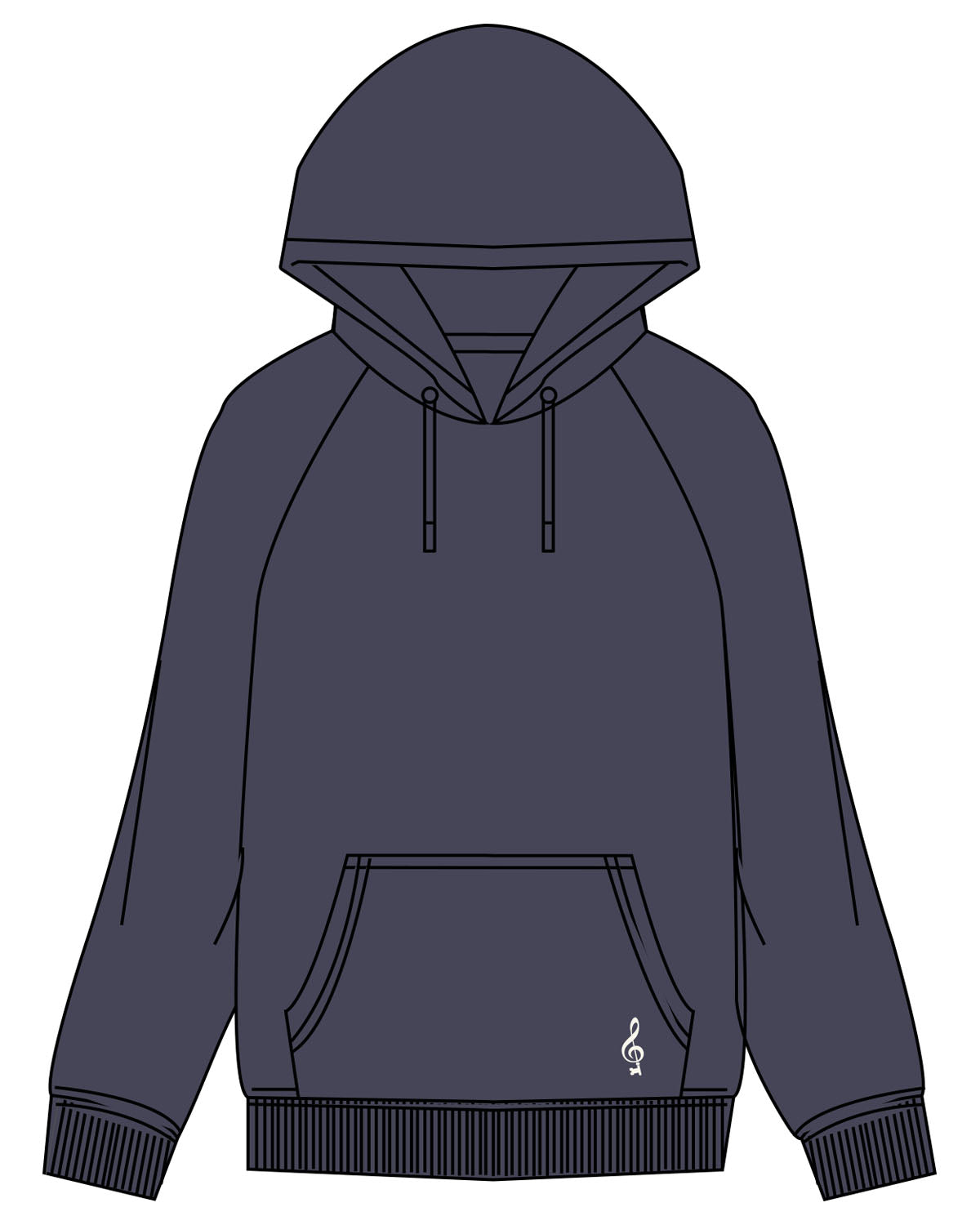 The Mens Heavyweight Hoodie - Midnight - SOUL YOGA - Front Bottom Pocket - Embroidered - Off White