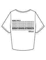 The Crop Tee - White - Hi Power - Center Chest & Back Stacked - Printed - Black