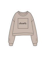 The Studio Crop - Taupe - Clearly Pilates - Center Chest Outline Logo & Center Back Neckline - Printed - Black