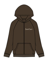 The Recycled Unisex Zip Hoodie - Brown - EVERCORE - Left Chest & Back Stacked - Printed - Off White