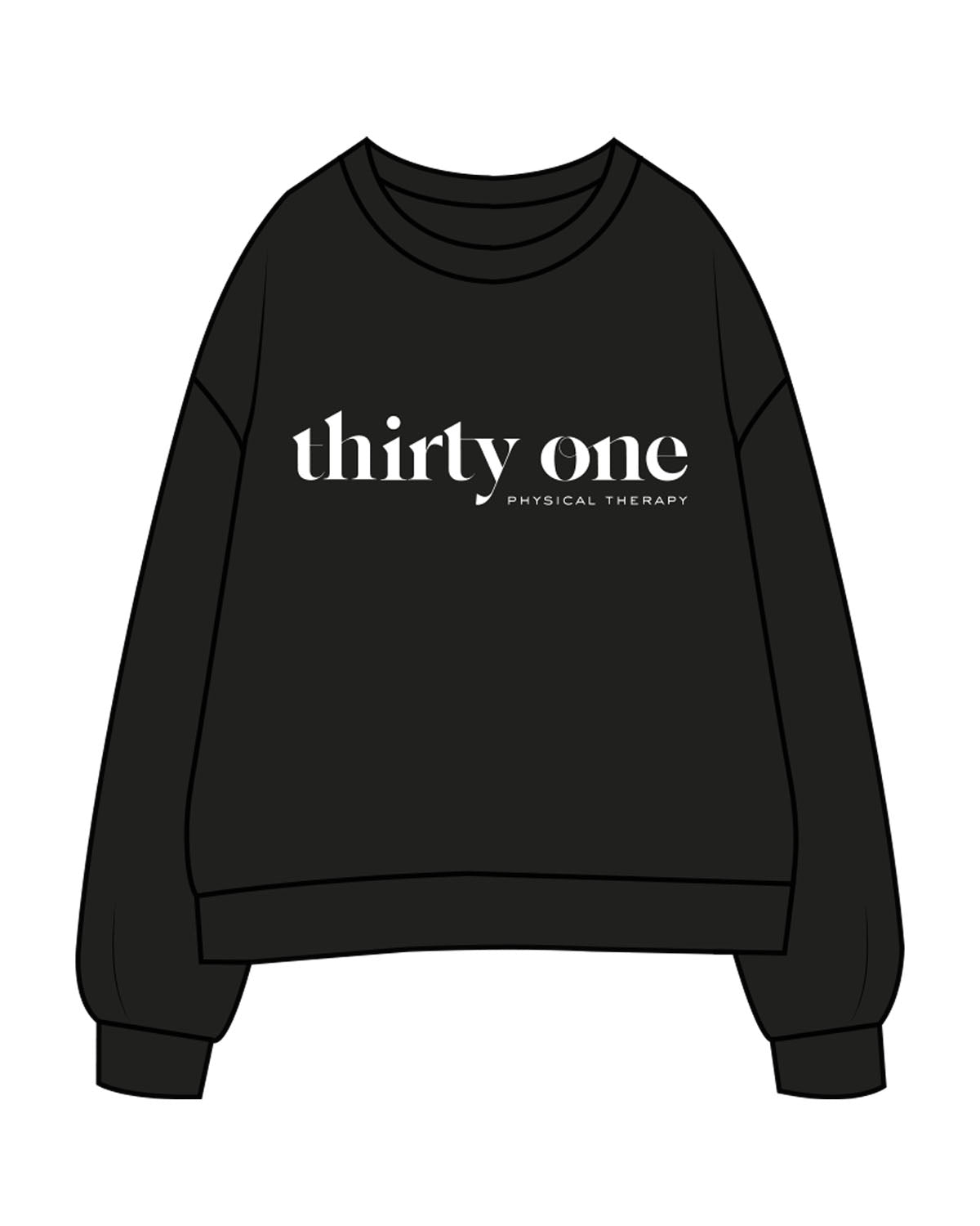 The Womens Crewneck - Black - 31Theraphy - Chest Center Stacked - White
