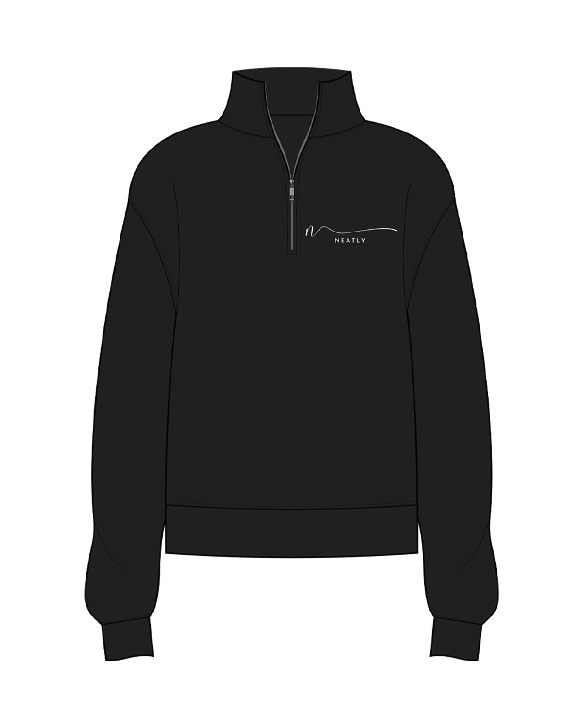 The Womens 1/4 Zip - Black - Neatly - Left Chest - White