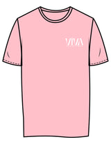 The Womens Tee - Pink - Viva Pilates - Left Chest Stacked - Printed - White