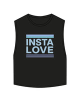 The Crop Muscle Tank - Black - Instaphysiques - Center Chest Stacked - Full Color