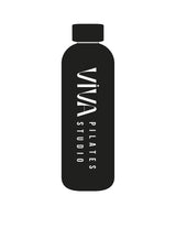 The Water Bottle - Black - Viva Pilates - Center Body Vertical - Printed - White