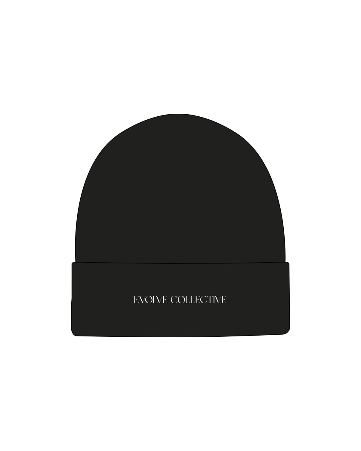 The Beanie - Black - Evolve Collective - Center Brim - EMB - White