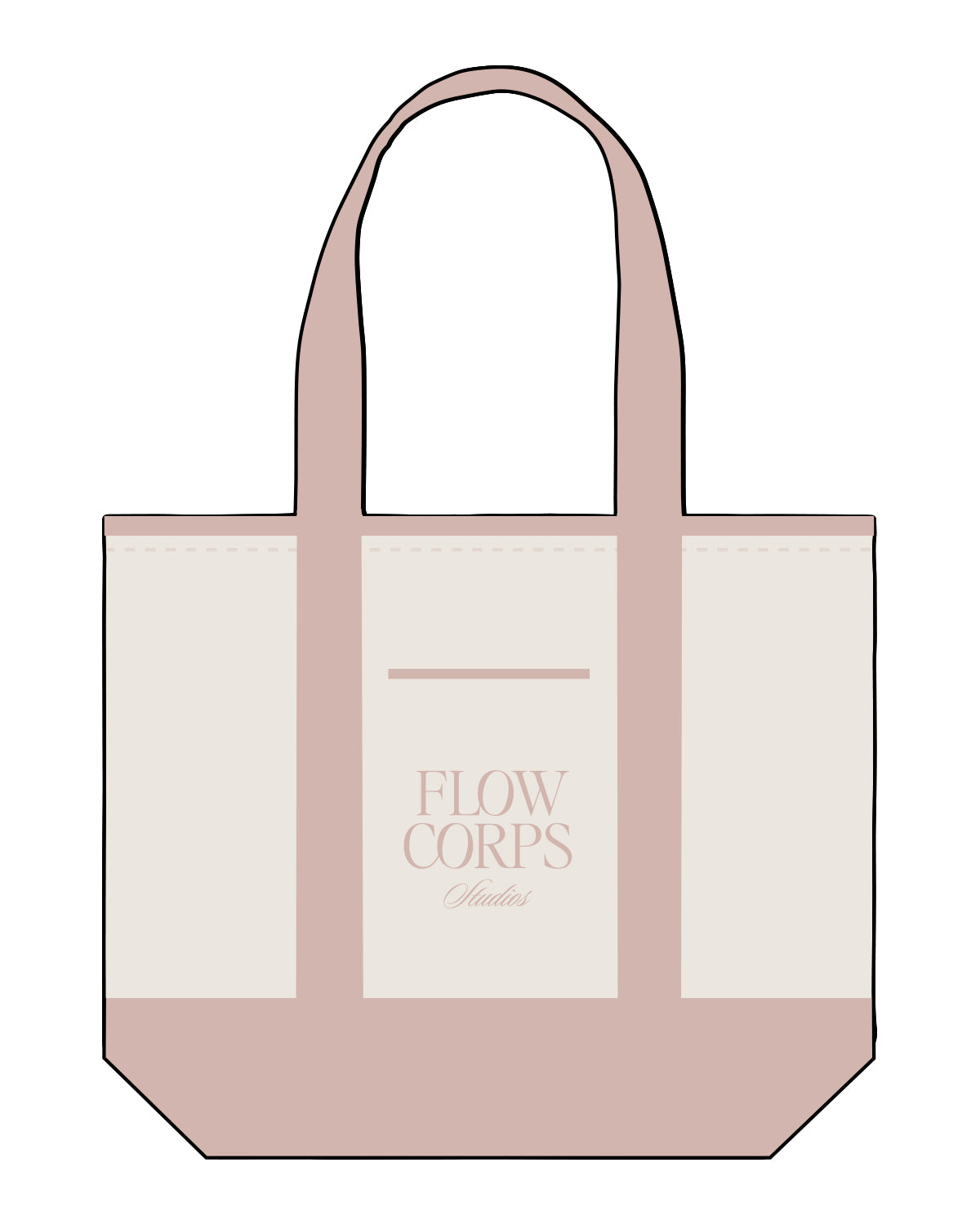 The Contrast Tote Bag - Natural / Light Pink - Flowcorps - Front Center Stacked - Light Pink
