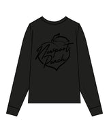 The Womens Oversized Long Sleeve - Black - Newport Peach - Center Chest - Tone on Tone