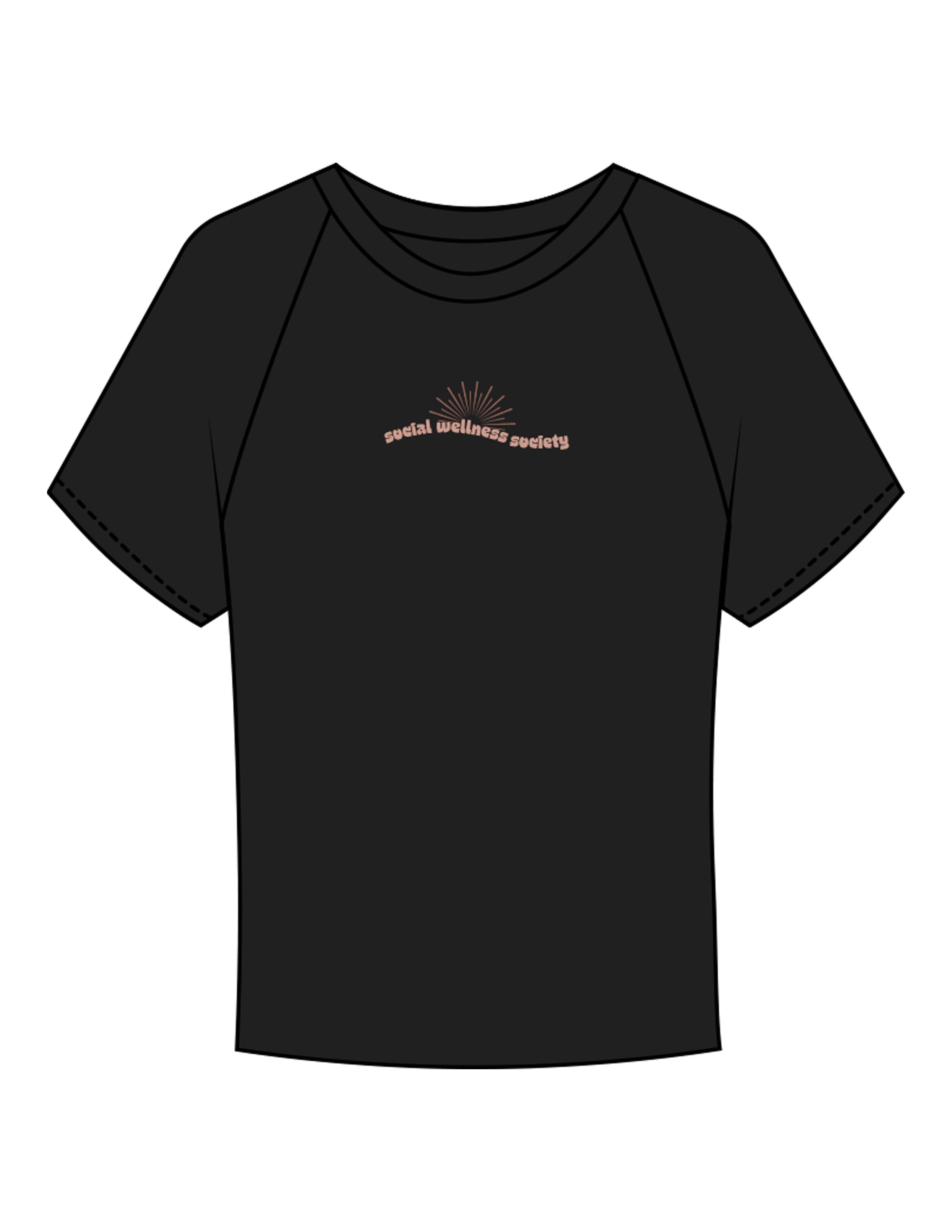 The Micro Rib Baby Tee - Black - SWS - Center Chest Wavy Text - Printed - Full Color
