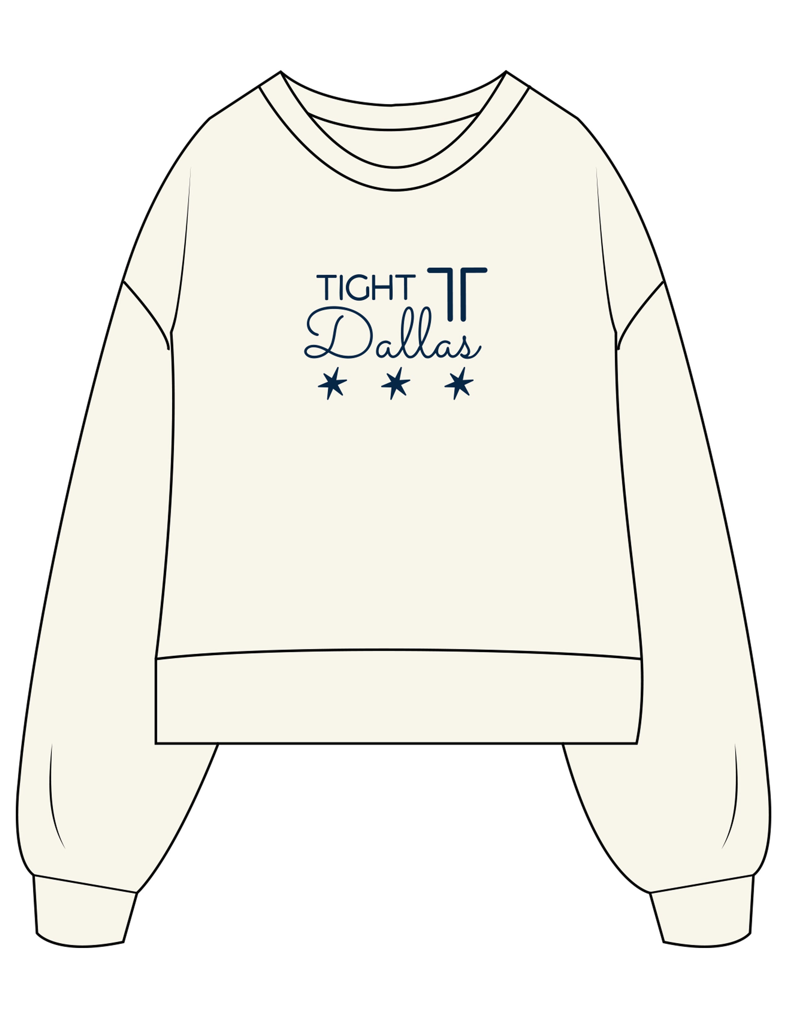 The Womens Heavyweight Crop - Off White - Tight Dallas - Center Chest & Center Back - Printed - Navy