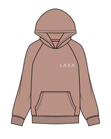 The Womens Hoodie - Clay - Lava - Left Chest Stacked & Back Center Stacked - White