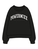 The Womens Crewneck - Black - PowerMixx - Center Chest Arc Stacked - Printed - Full Color