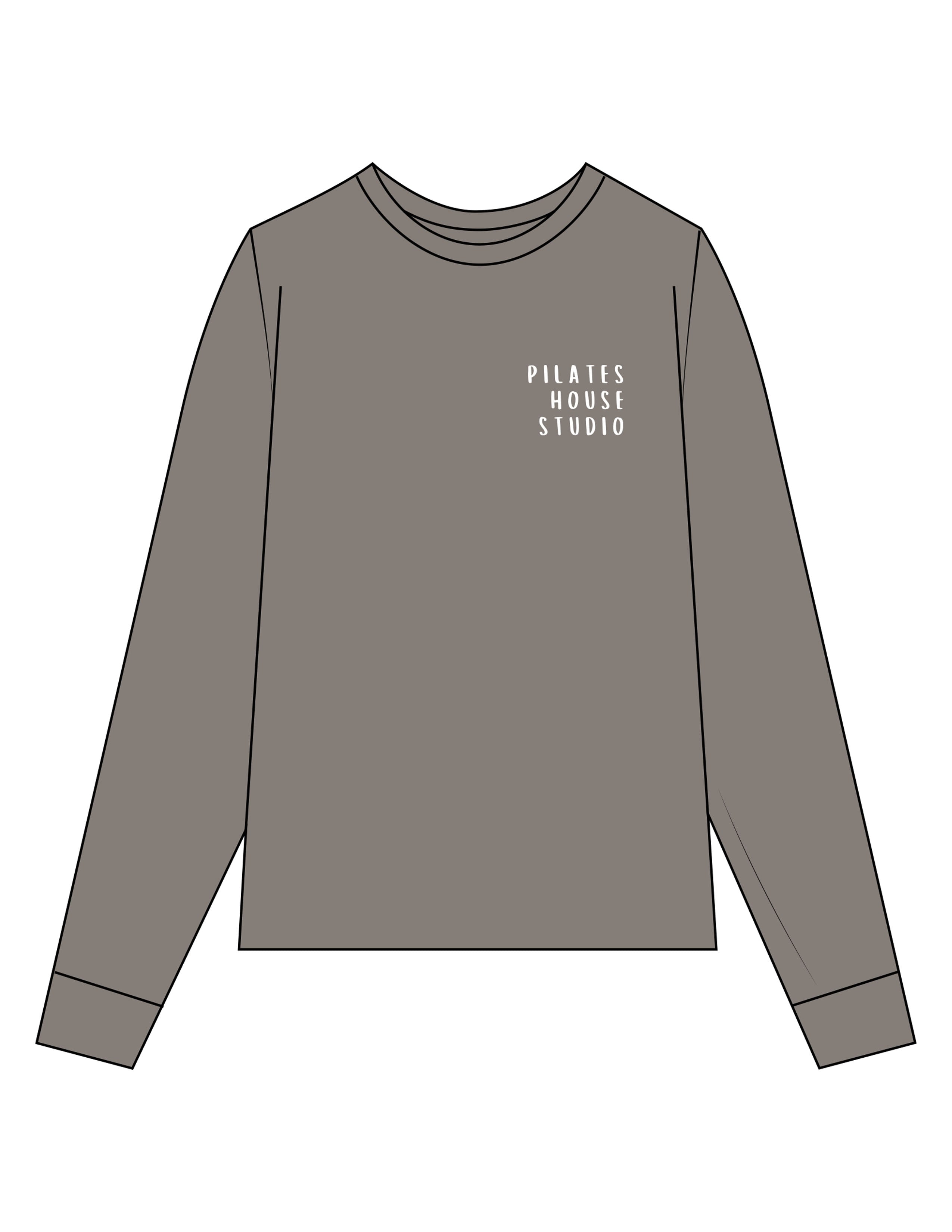 The Mens Heavyweight Long Sleeve - Washed Gray - PHS - Left Chest Stacked & Back Arc Stacked - Printed - White