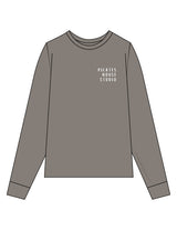 The Mens Heavyweight Long Sleeve - Washed Gray - PHS - Left Chest Stacked & Back Arc Stacked - Printed - White