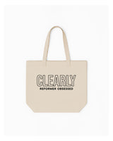 The Tote Bag - Natural - Clearly Pilates - Center Body Stacked - Printed - Black