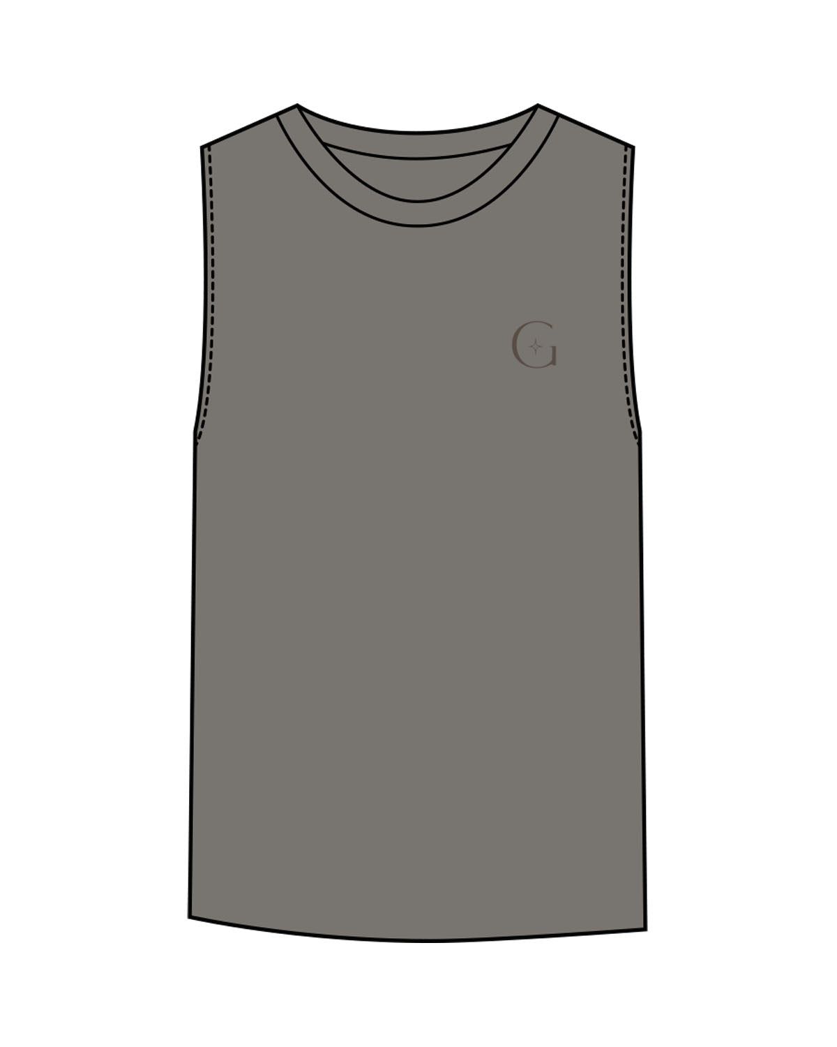 The Womens Heavyweight Tank - Washed Gray - GlowPilates - Left Chest & Back Stacked - Printed - Tone on Tone