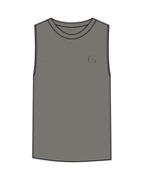 The Womens Heavyweight Tank - Washed Gray - GlowPilates - Left Chest & Back Stacked - Printed - Tone on Tone
