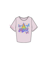The Crop Tee - Orchid - Pilates Baddie - Front Chest & Right Sleeve - Printed - Full Color