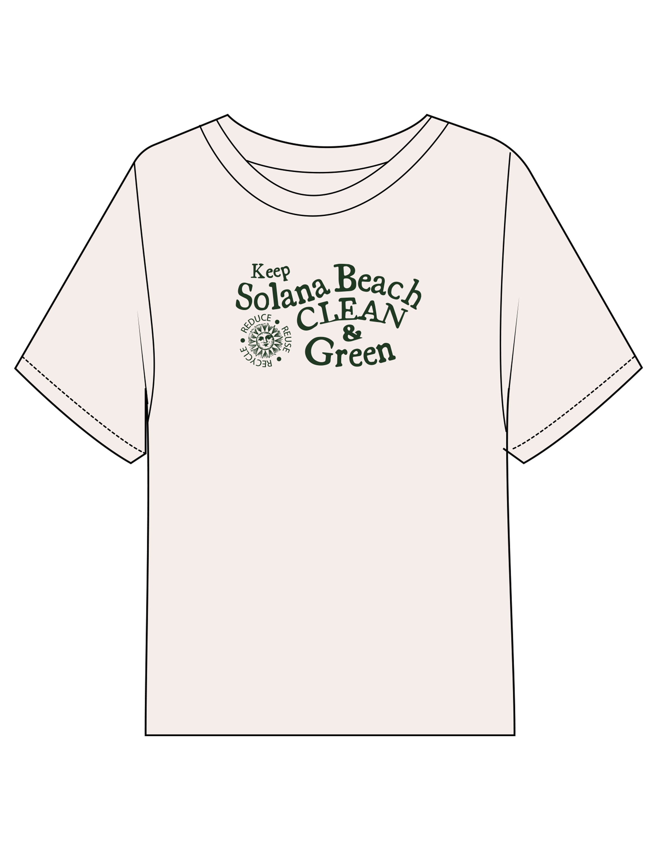 The Midweight Crop Tee - Ivory - CSB - Center Chest Stacked - Printed - Green