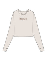 The Micro Rib Crop Long Sleeve - Natural - ROLLHOUSE. - Center Chest - Printed - Brown