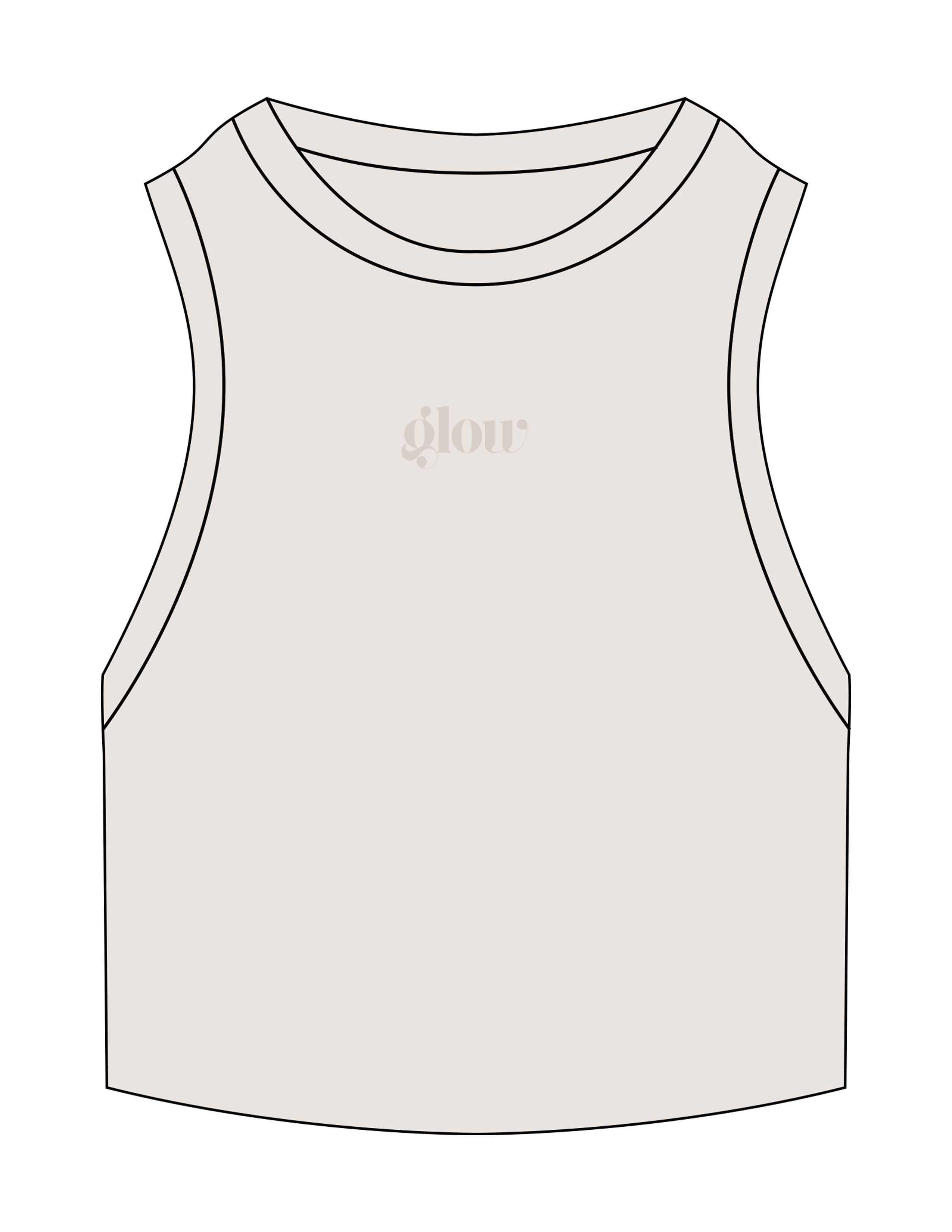 The Ribbed Crop Tank - Bone - GLOWHAUS - Center Chest - Embroidered - Tone on Tone