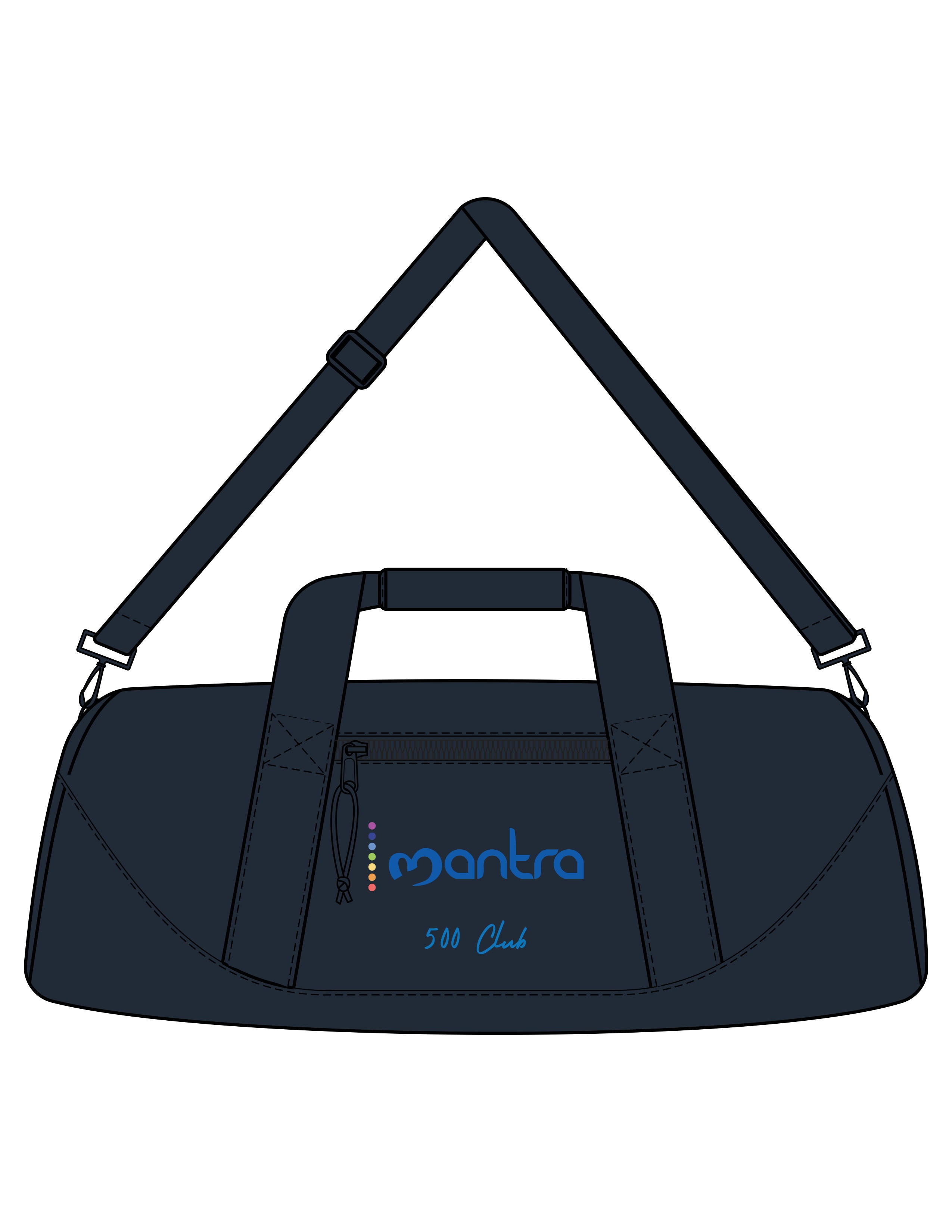 The Gym Duffel - Navy - Mantra - Center Body Stacked - Printed - Full Color