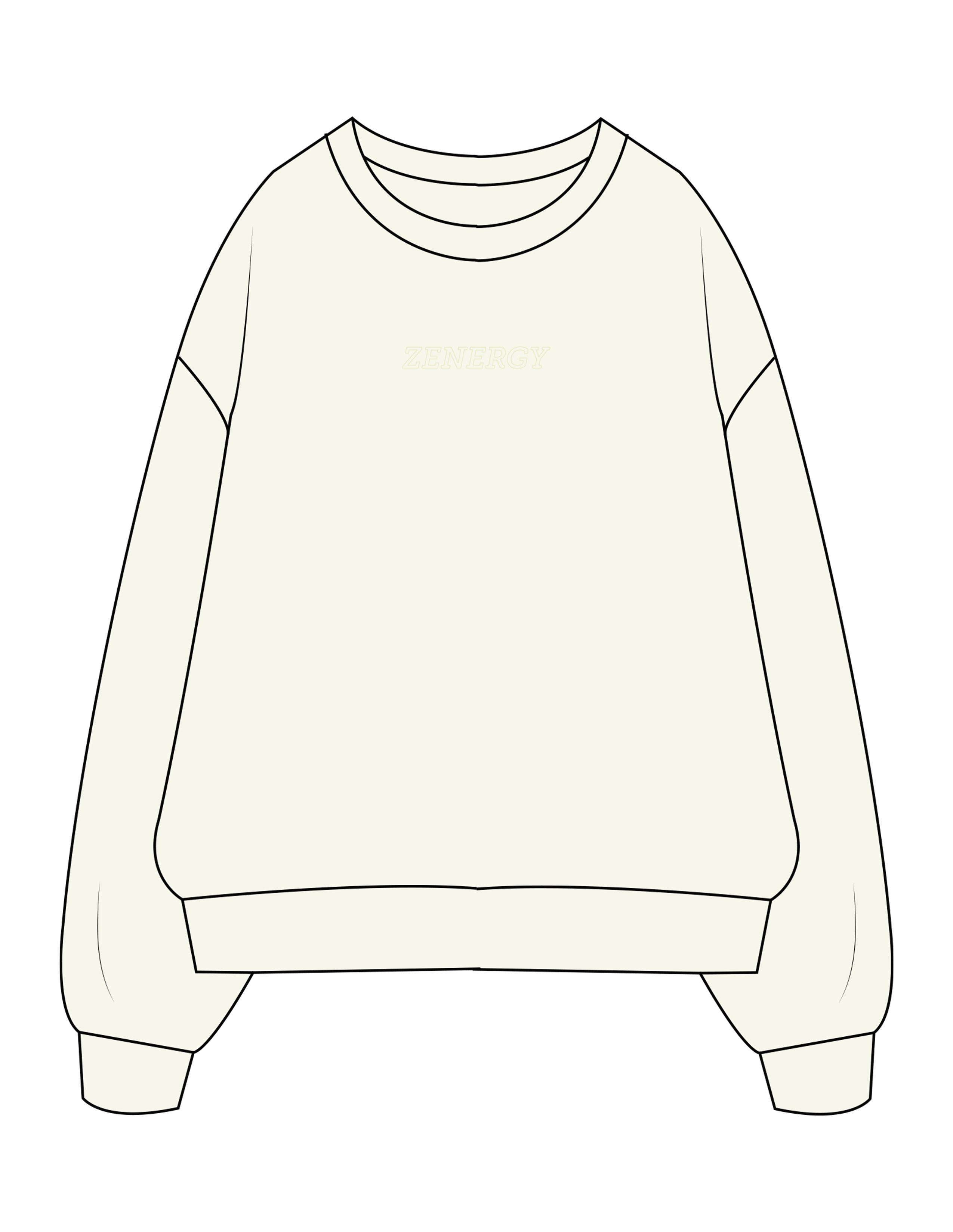 The Mens Crewneck - Butter - ZENERGY CYCLING - Center Chest - Embroidered - Tone on Tone