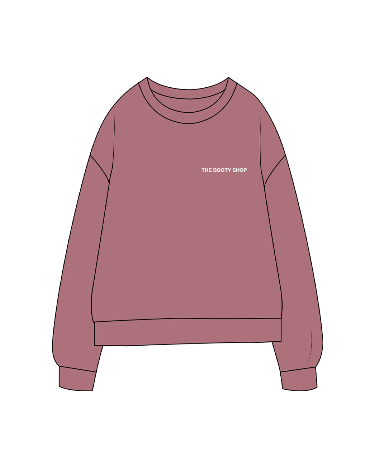 The Midweight Unisex Crewneck - Washed Maroon - The Booty Shop - Left Chest & Center Back Stacked "BADDIE" - Printed - White