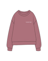 The Midweight Unisex Crewneck - Washed Maroon - The Booty Shop - Left Chest & Center Back Stacked "BADDIE" - Printed - White